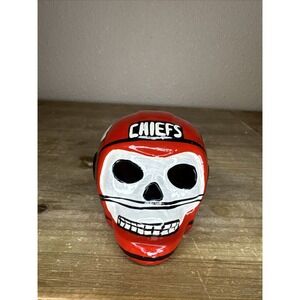 NFL Kansas City Chiefs Day of the Dead Ceramic Handmade Painted Skull Helmet